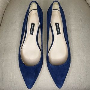 Blue suede flats